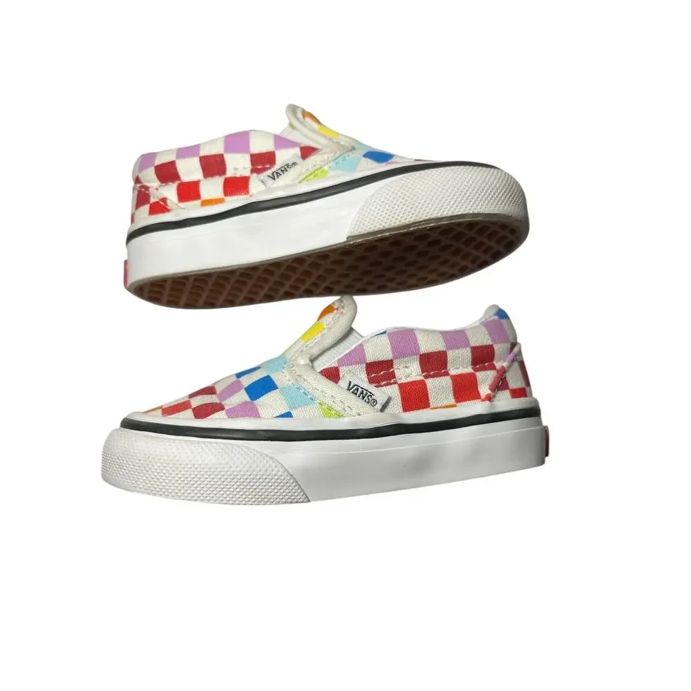 Vans Off the Wall Toddlers Baby Shoes Classic Slip on Checkerboard Size 4 Kids
